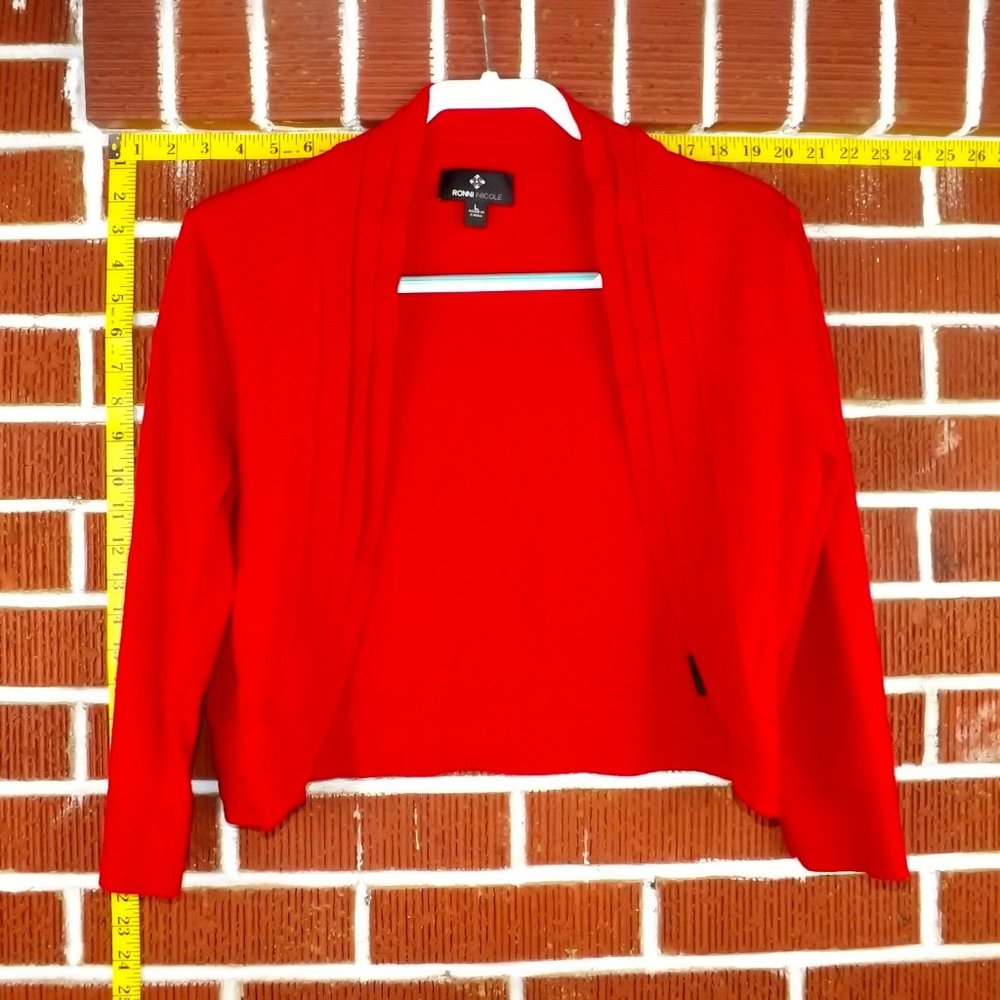 Cropped Red Ronni Nicole Cardigan Sweater